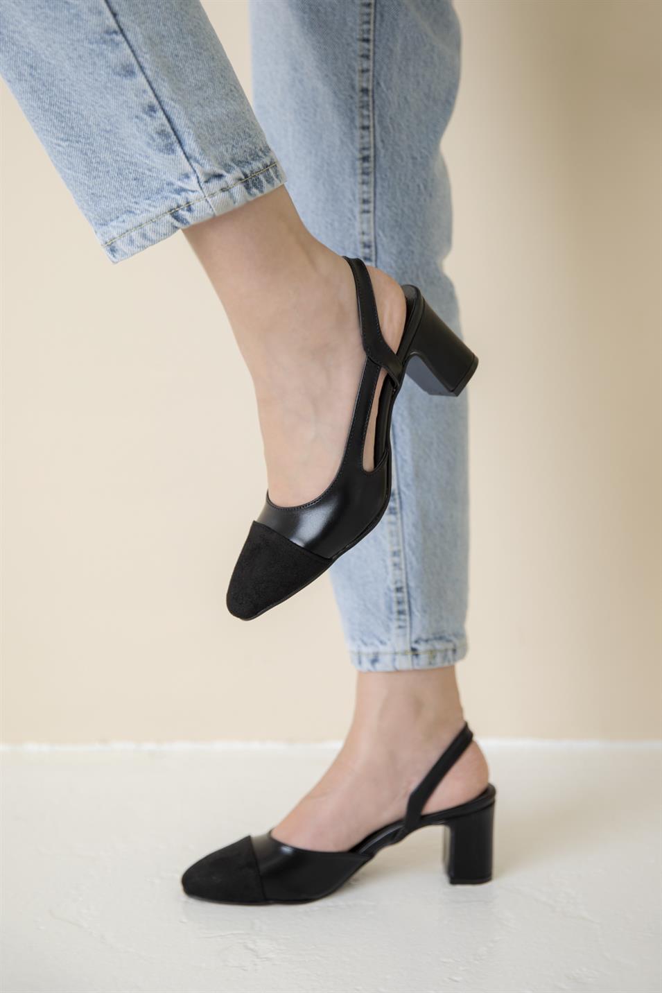 Paris Kadın  Parlak  Deri Topuklu Ayakkabı Siyah