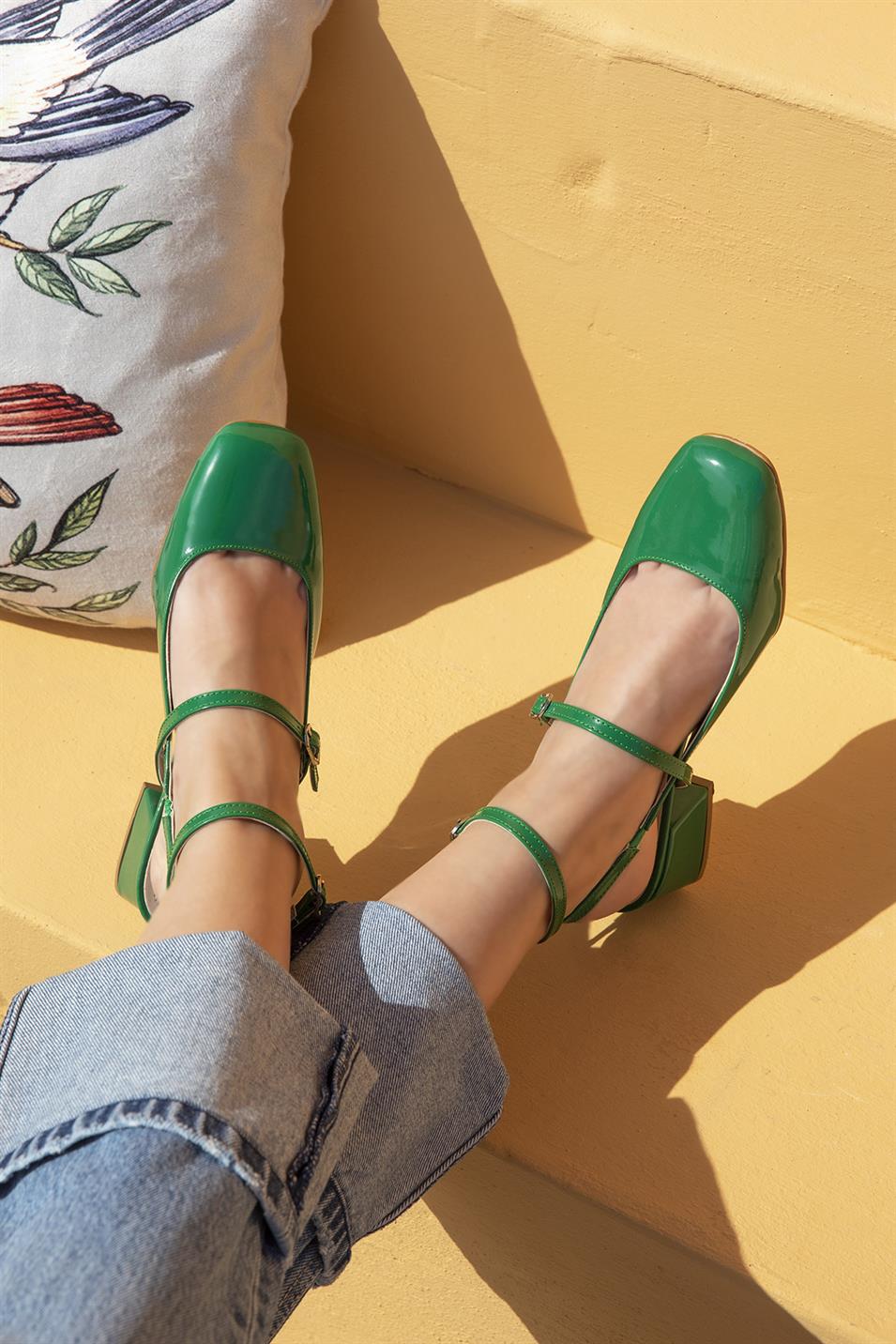 Viola Kadın  Topuklu Rugan Ayakkabı Yeşil