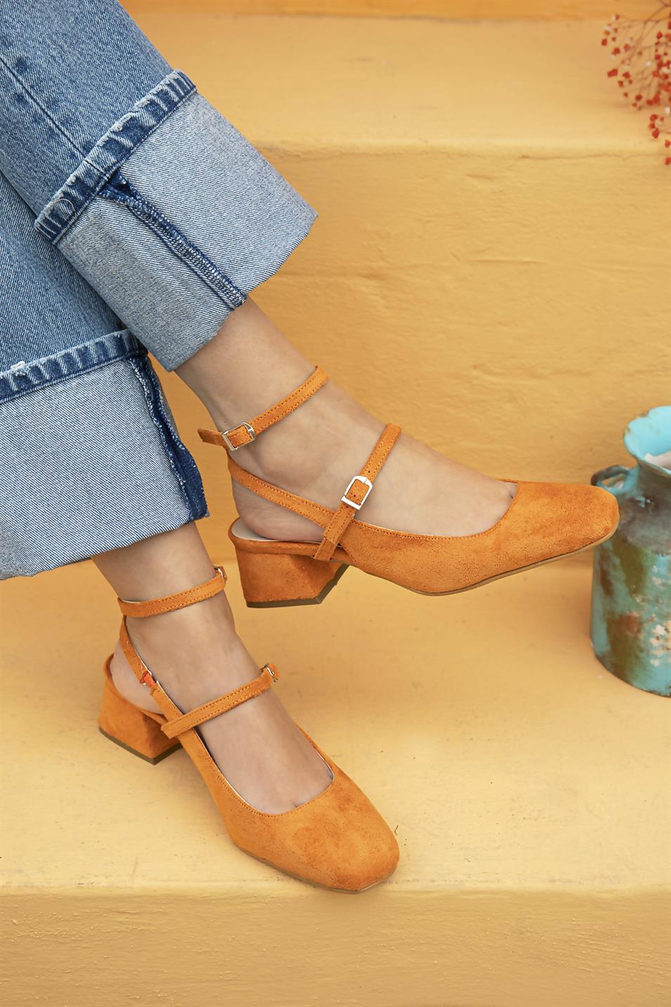 Viola Kadın  Topuklu Süet  Ayakkabı Oranj