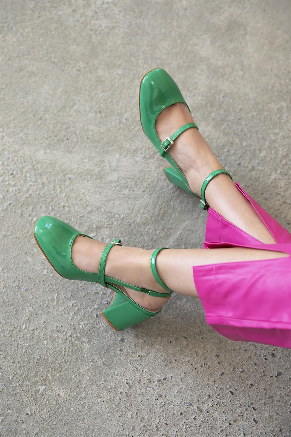 Wesley Kadın  Topuklu Rugan Ayakkabı Yeşil