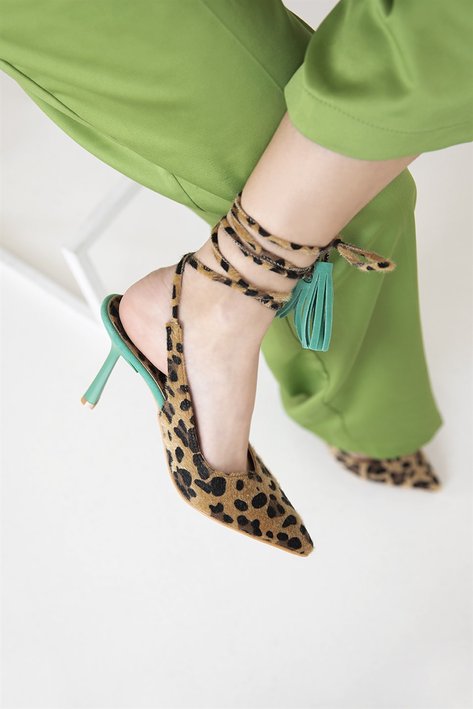 Vibes  Kadın  Topuklu Süet  Ayakkabı Leopar-Su Yeşil