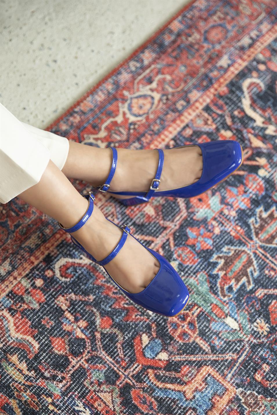 Viola Kadın  Topuklu Rugan Ayakkabı Saks Mavi