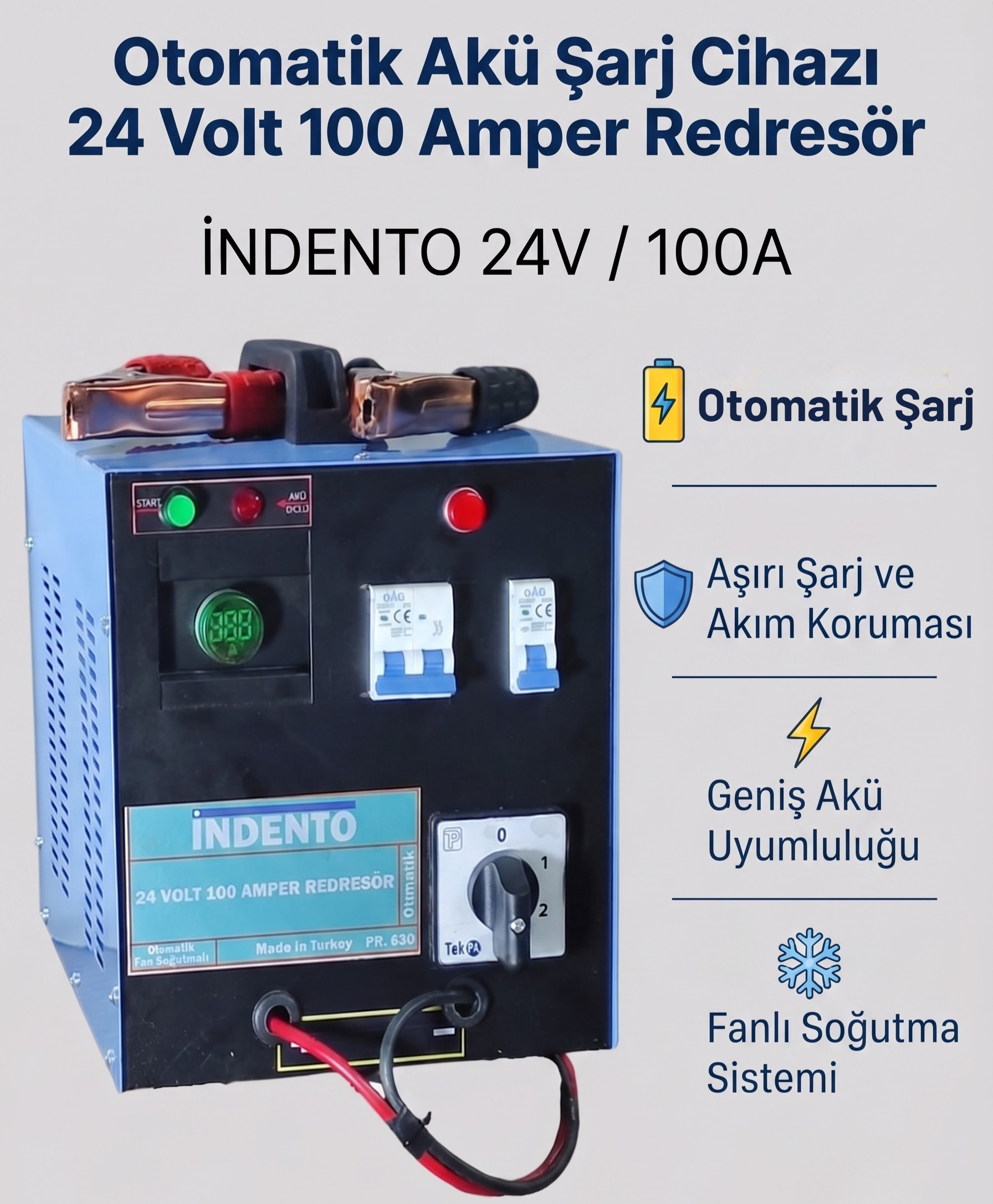 24 Volt 100 Amper Otomatik Akü Şarj Cihazı 