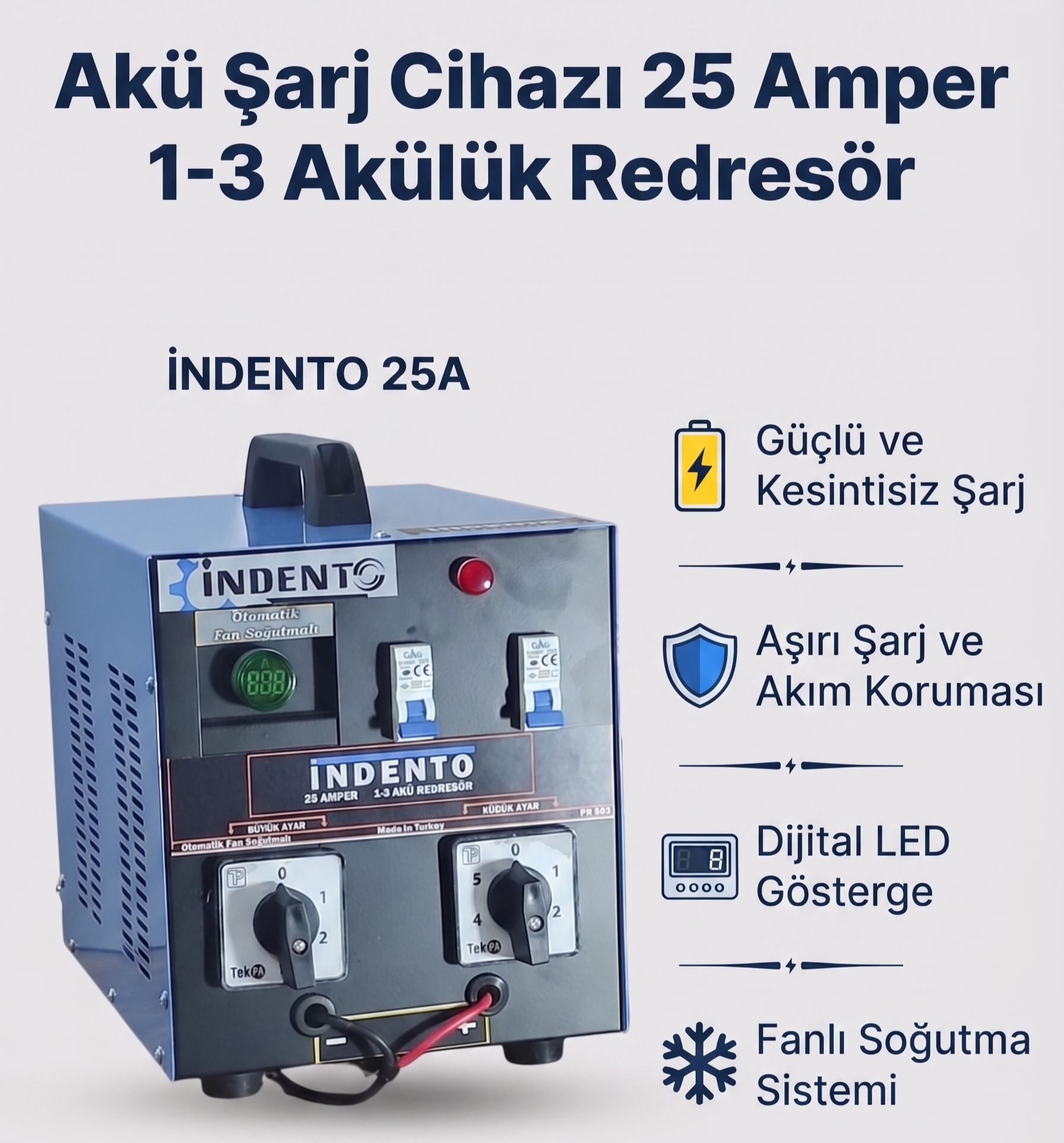 25 Amper 1-3 Akülük Redresör (Akü Şarj Cihazı) - 503