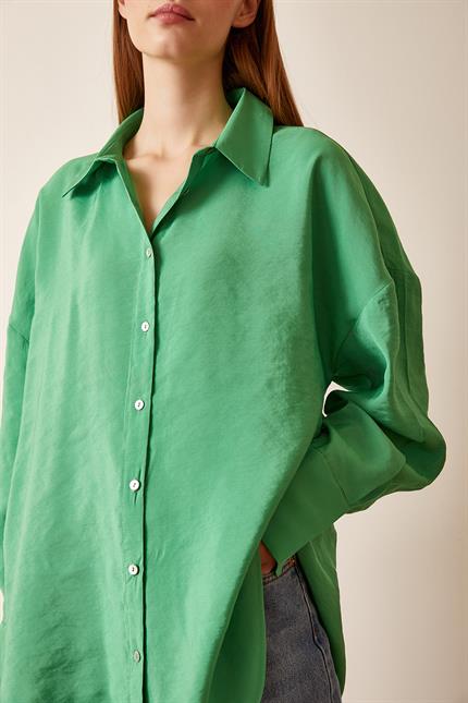 Oversize Tensel Yeşil Gömlek