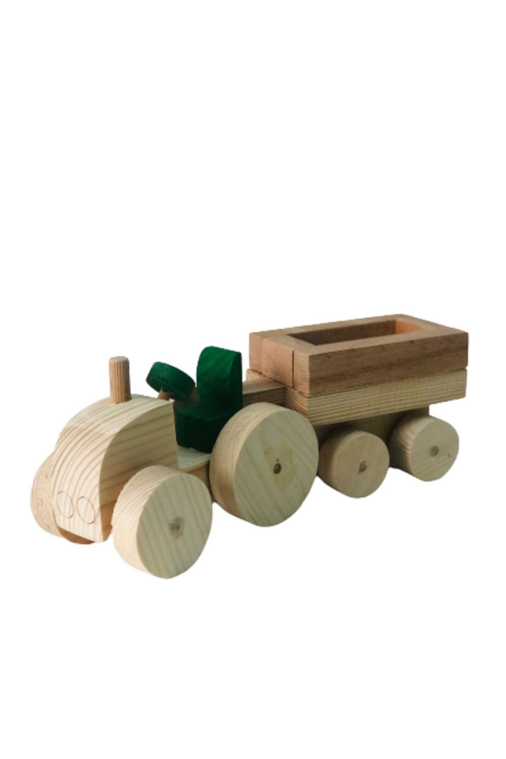 Ahşap Oyuncak Yeşil Mini Traktör