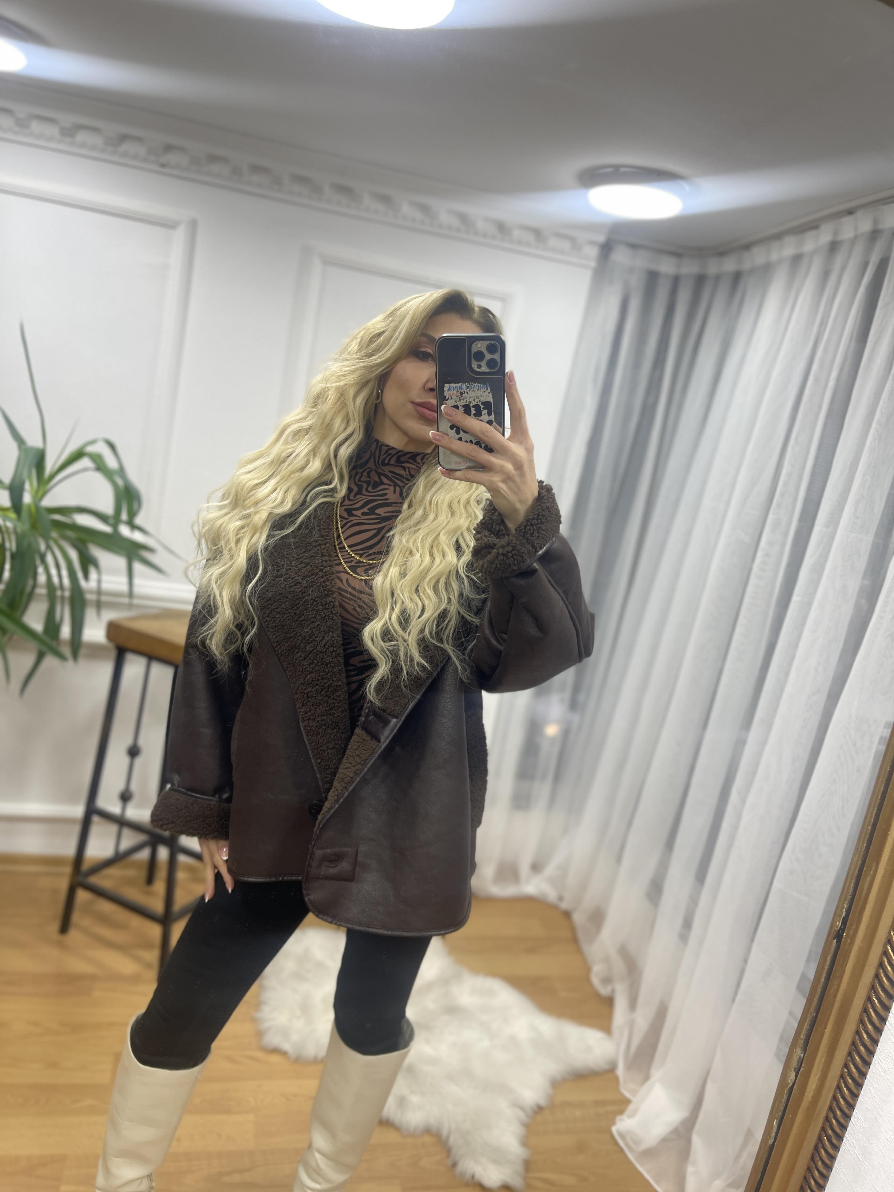 KADIN ACI KAHVE TEDDY MONT Moda AkımıKaban