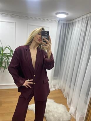 KADIN BORDO PANTOLON CEKET TAKIMModa AkımıSet