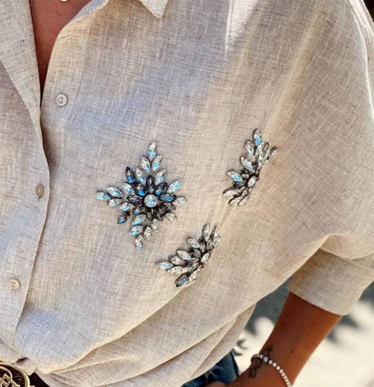 Beyaz Tül Yılldız Desenli BluzModa AkımıBluz