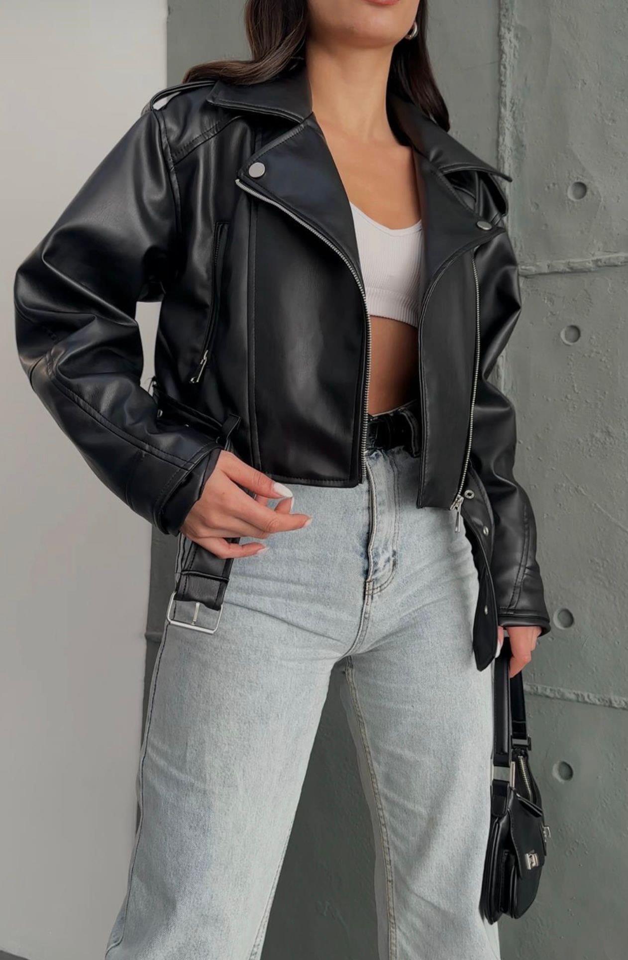 KADIN BİKER DERİ CEKETModa AkımıMont