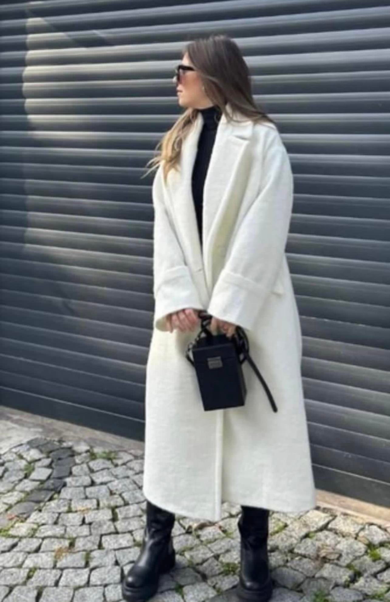 KADIN EKRU UZUN KABAN Moda AkımıKaban