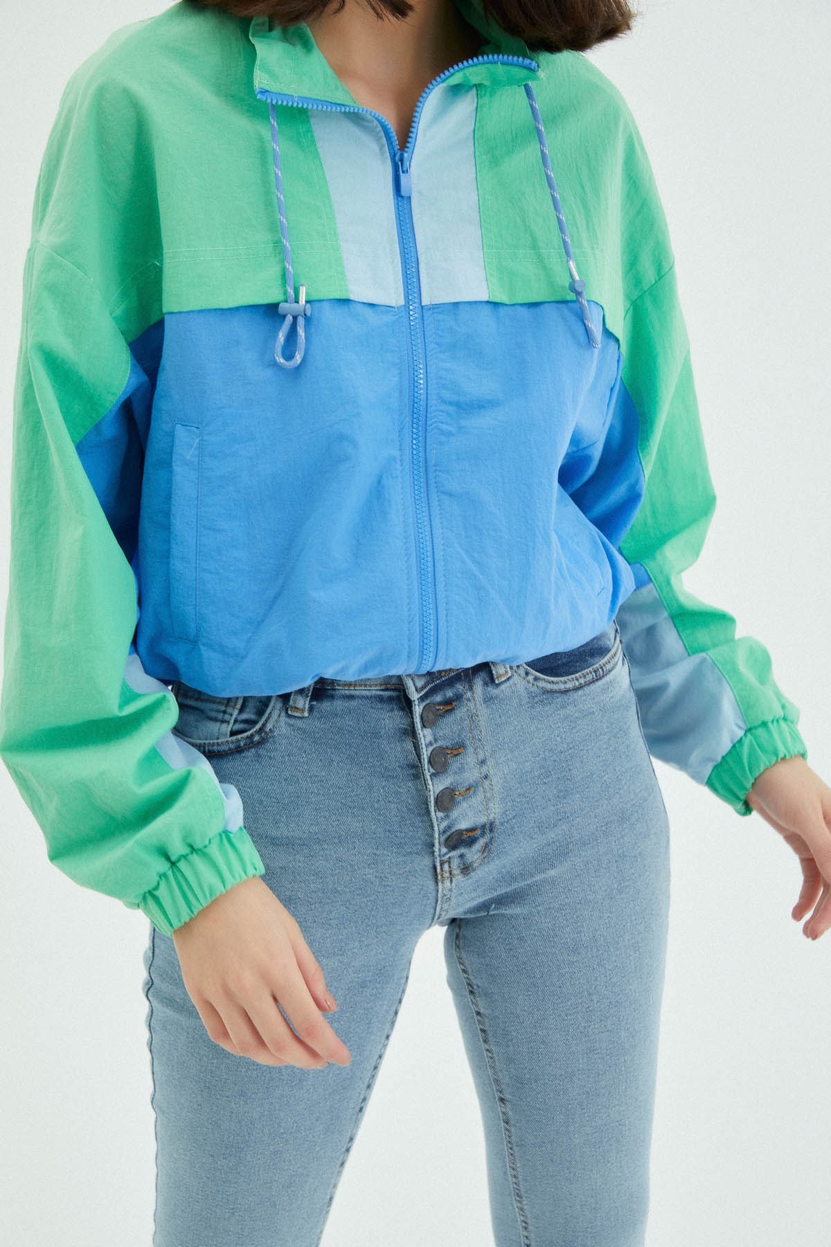Kadın Renk Bloklu Yağmurluk - Sweatshirt