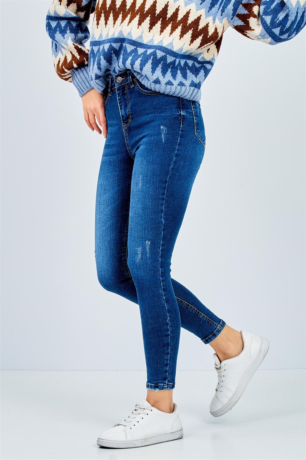 Mavi Yüksek Bel Toparlayıcı Skinny Fit JeanModa AkımıJean