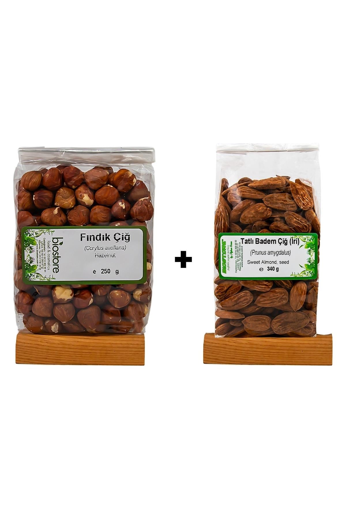 Biostore Çiğ İkili (Çiğ Fındık 250g - Yerli İri Çiğ Badem 340g)