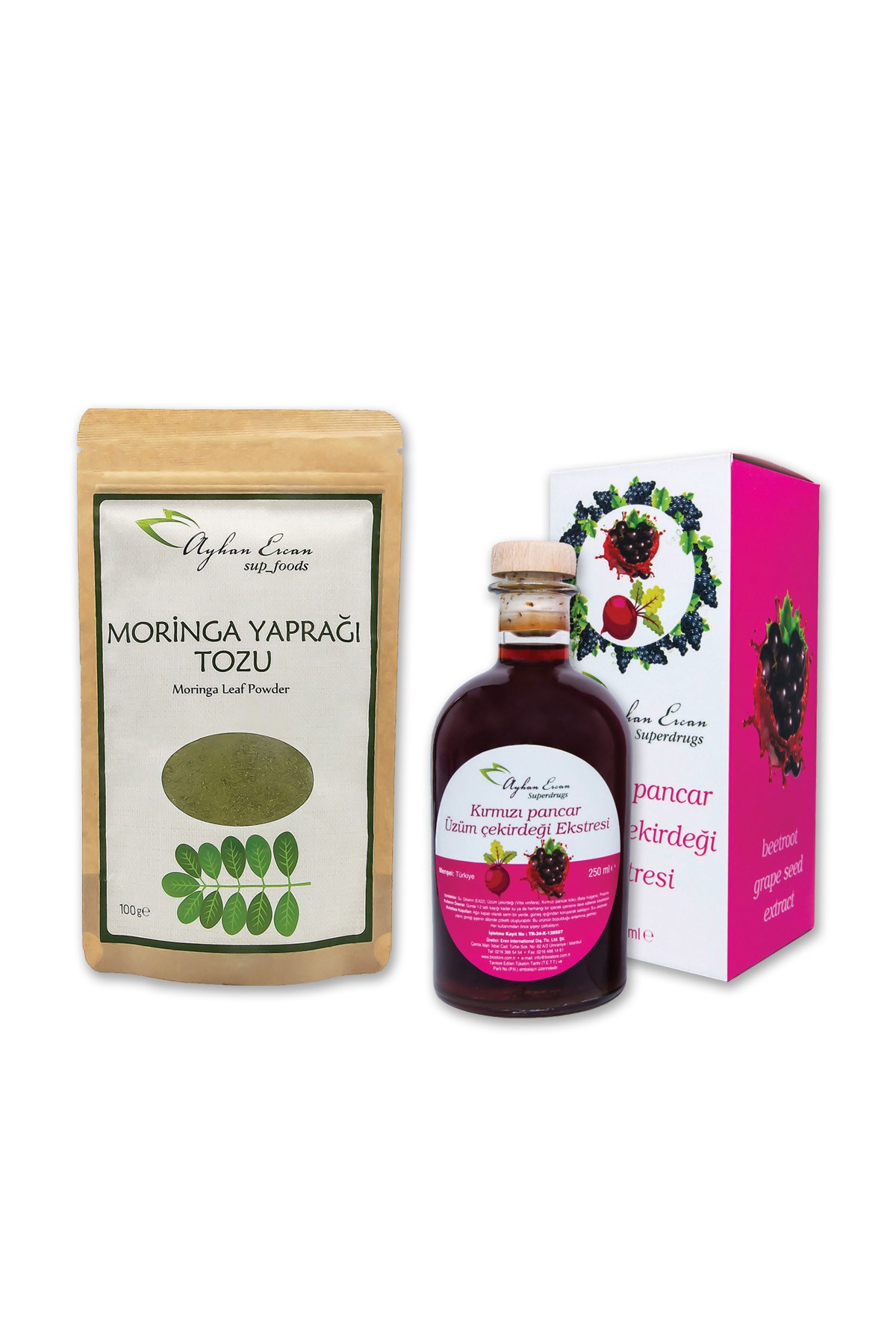 AYHAN ERCAN Moringa Yaprağı Tozu&Kırmızı Pancar Üzüm Ekstresi Set 