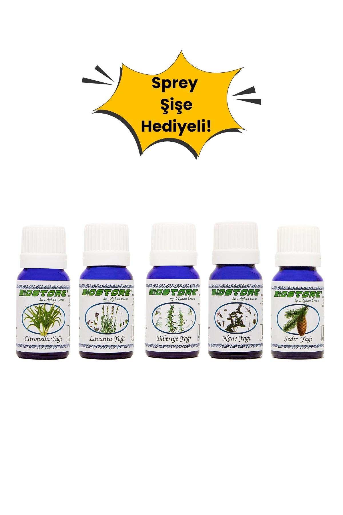 BioStore Haşere & Sinek Kovucu (Citronella - Lavanta - Biberiye  - Nane - Sedir Ağacı Yağı 10ml - Sprey Şişe 250ml)