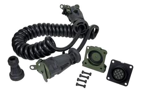 12-Pin Electrical Plug, Male–Female, Spiral Cable, Q17 Cable Entry, 24V