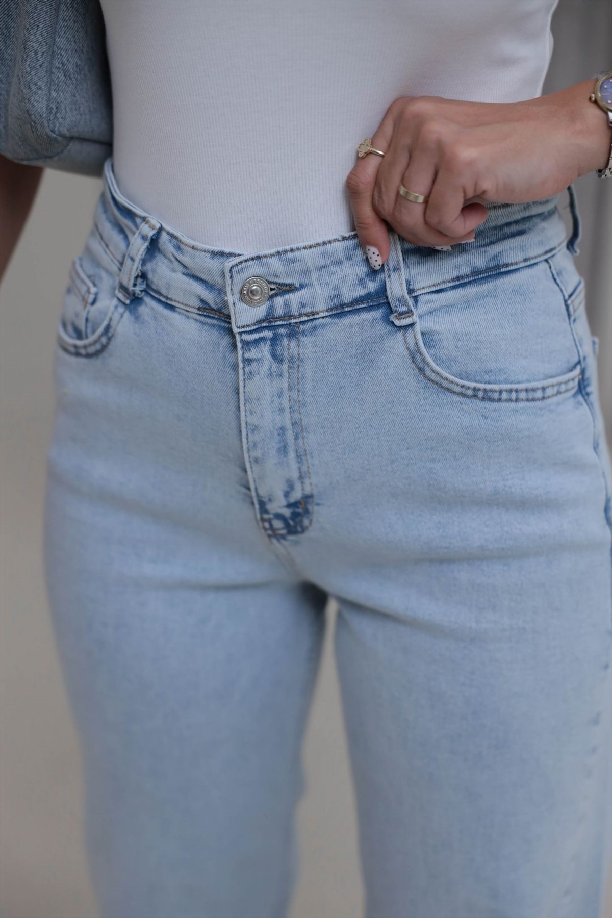 488 Likralı Wide Leg Jean BUZ MAVİ