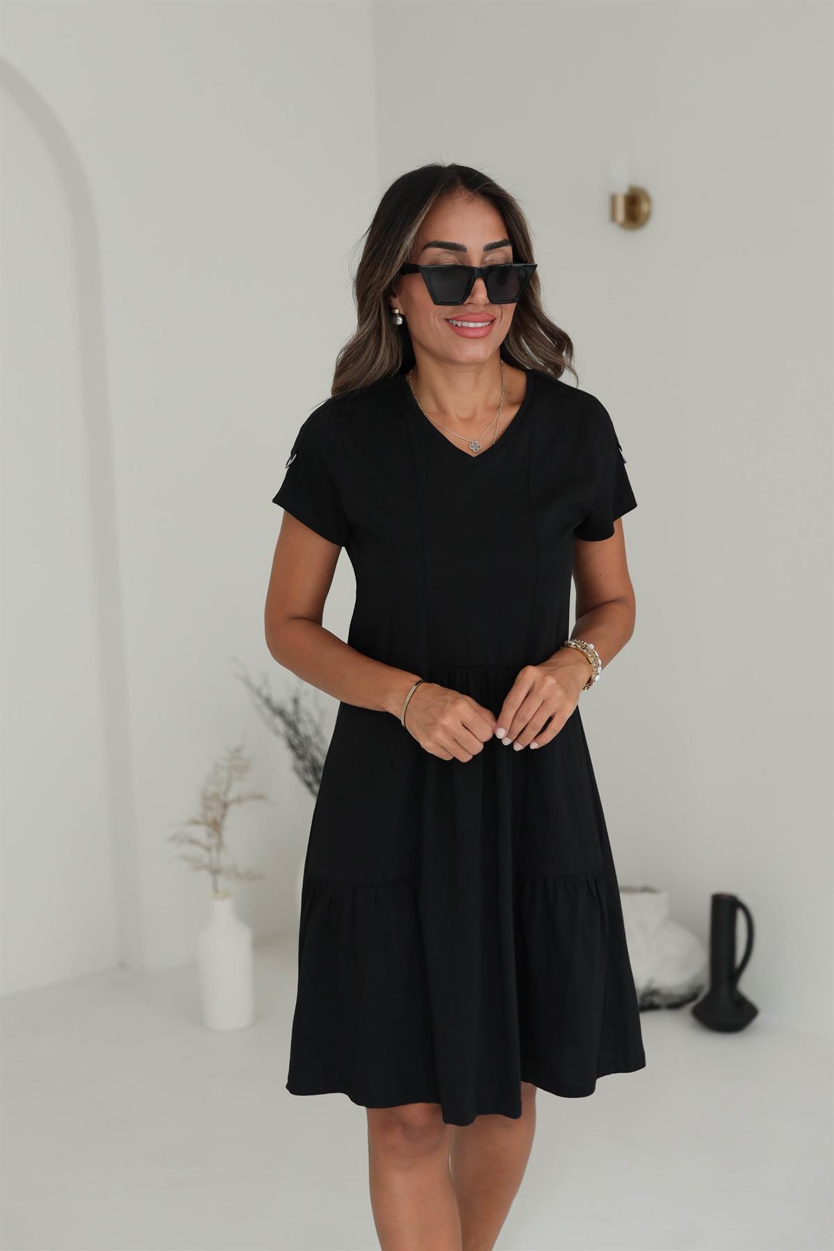 4919 V Yaka Rahat Penye Elbise