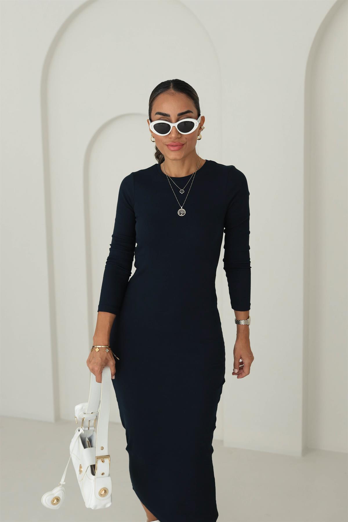 2719 Kaşkorse Elbise LACİVERT