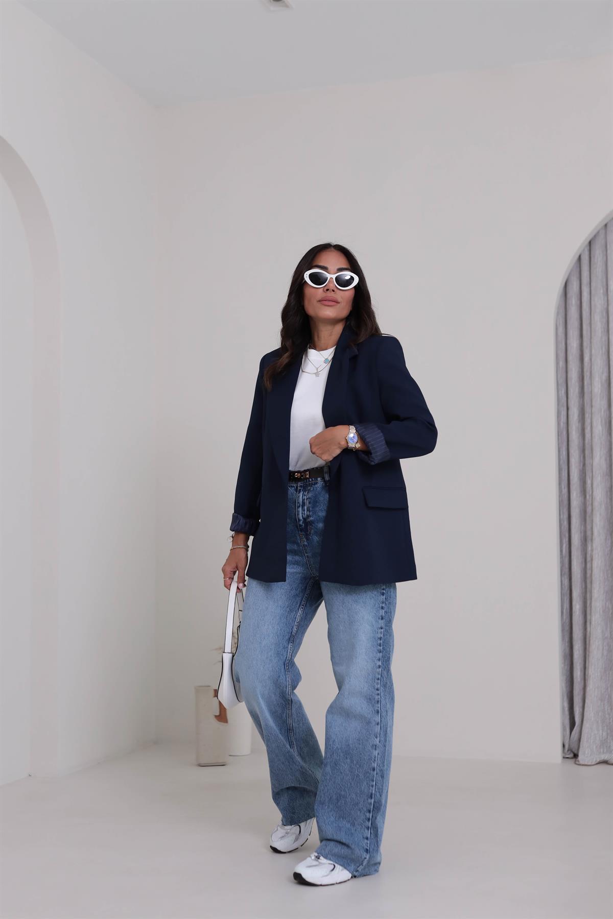 1077 Paça Kesikli Palazzo Jean MAVİ