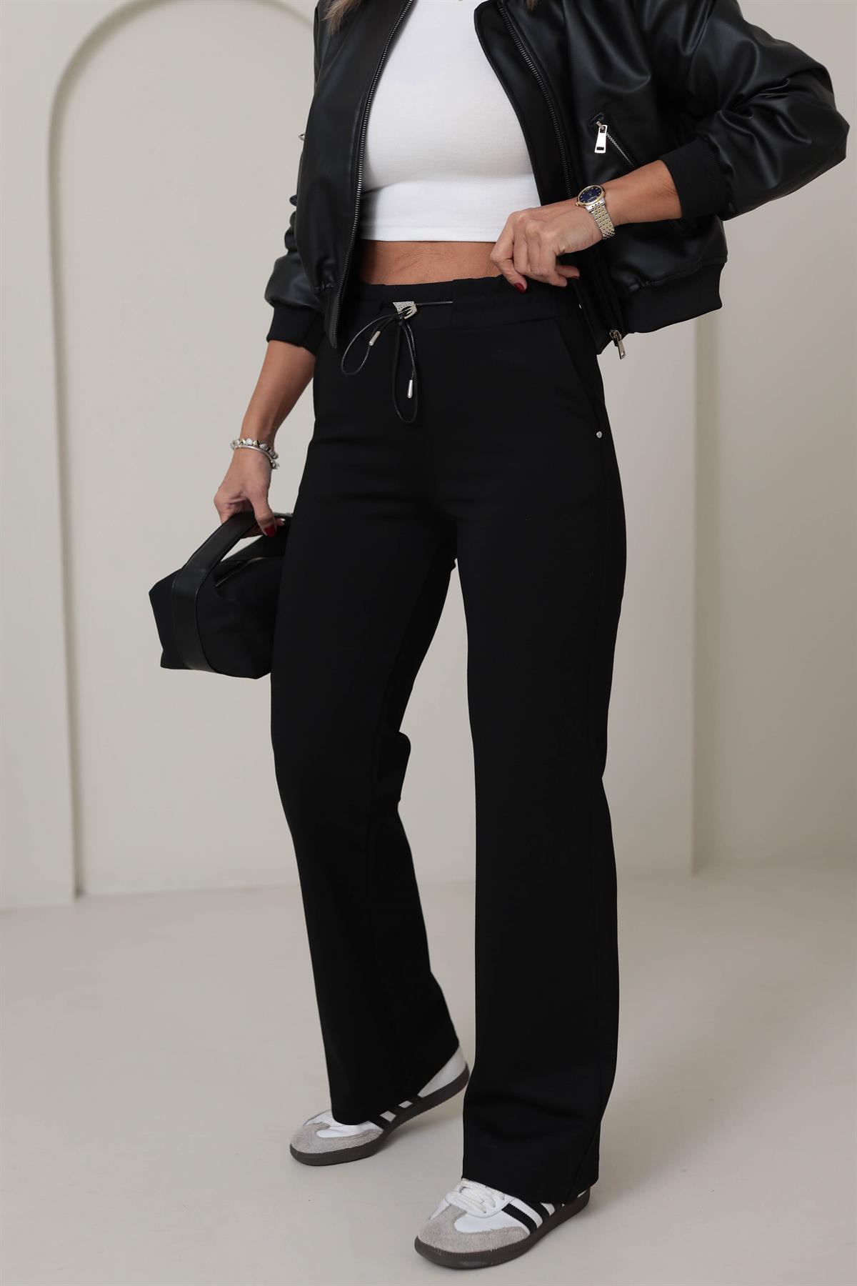 6336 Yüksek Bel Kemeri İp Detaylı Pantolon