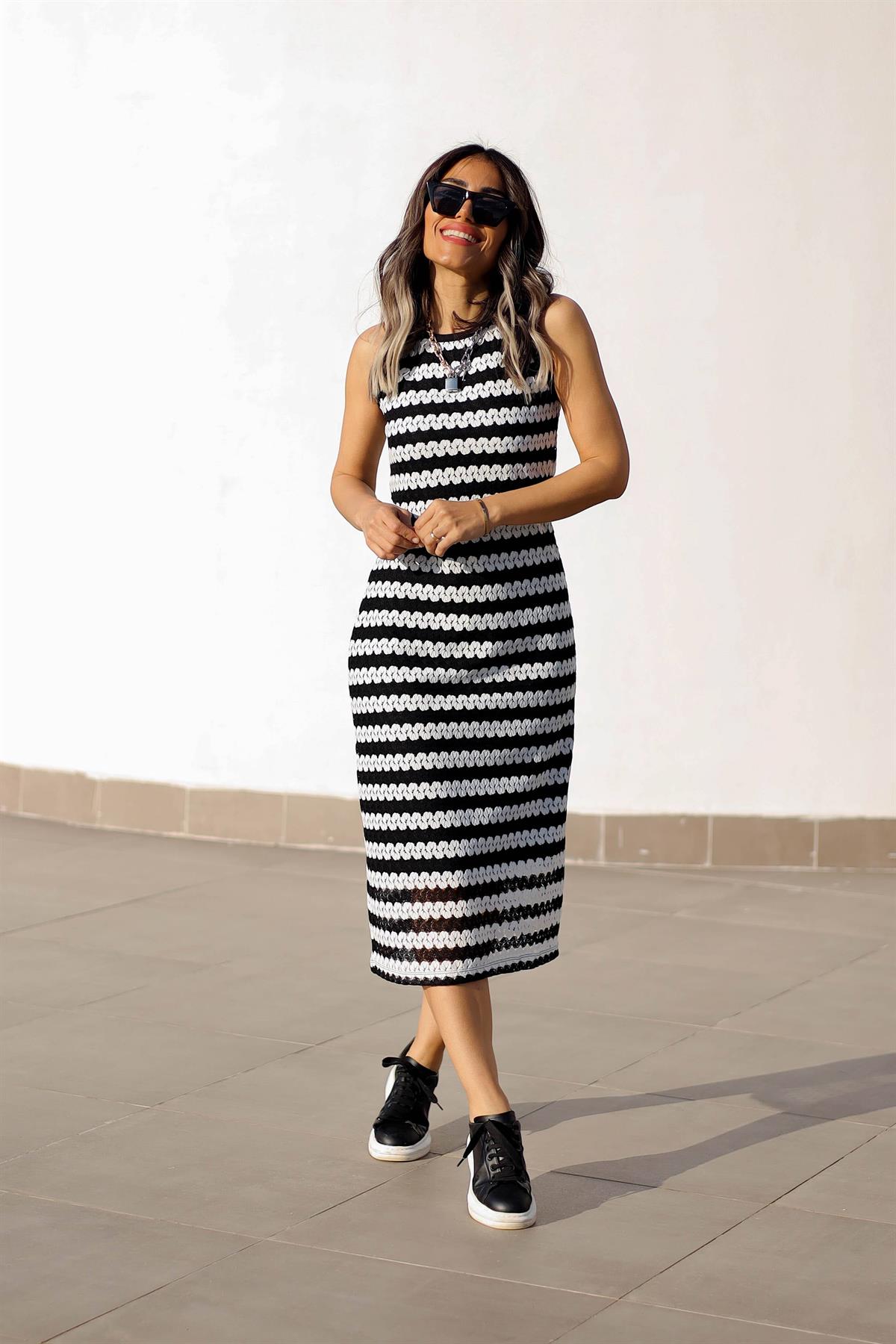 6106 Ajurlu Sıfır Kol Elbise