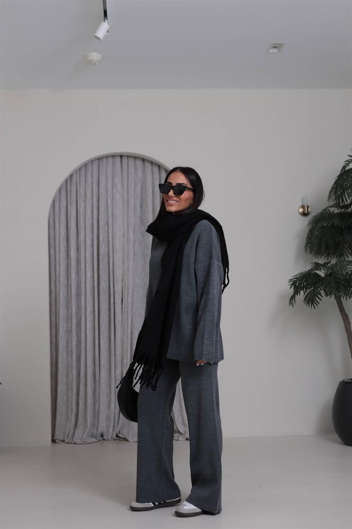 0316 Düz Basic Triko Takım ANTRASİT