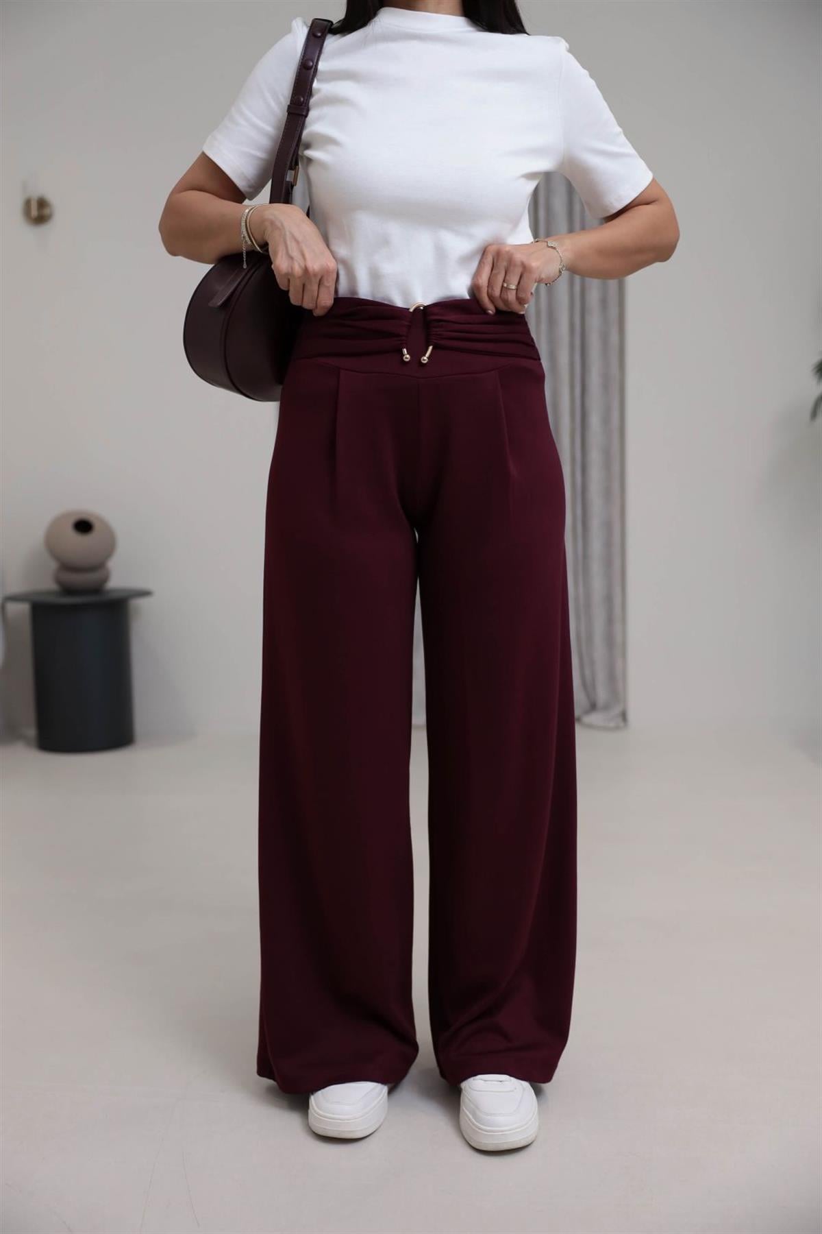 9888 Toka Detay Modal Pantolon BORDO