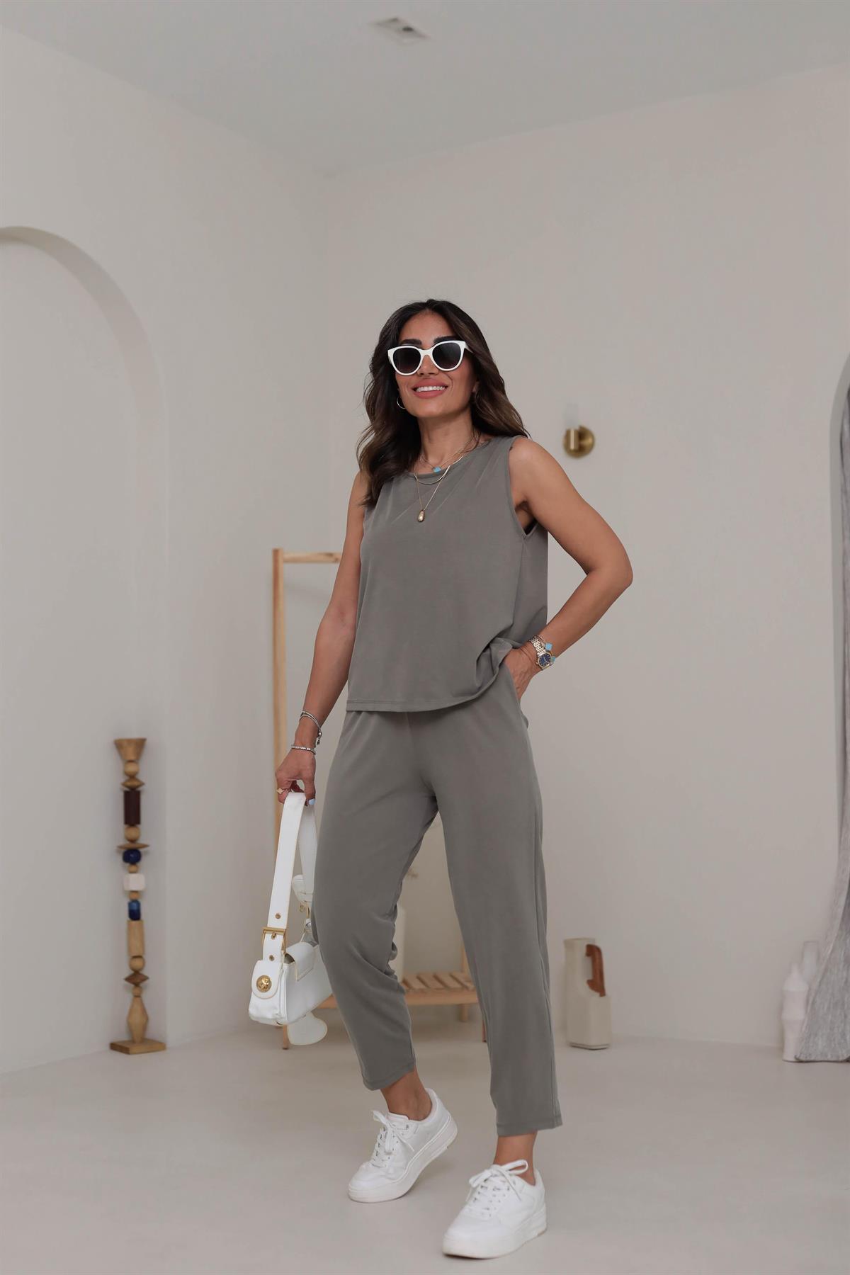 4747 Sıfır Kol Pike Modal Takım HAKİ YEŞİL