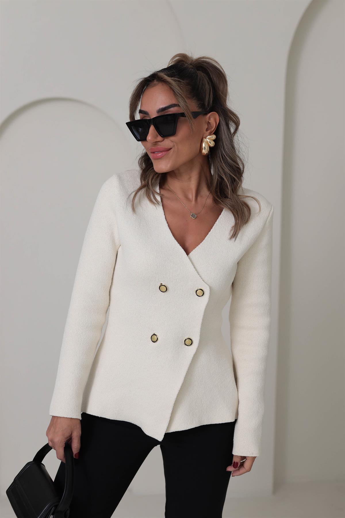 4417 Çelik Triko Hırka EKRU