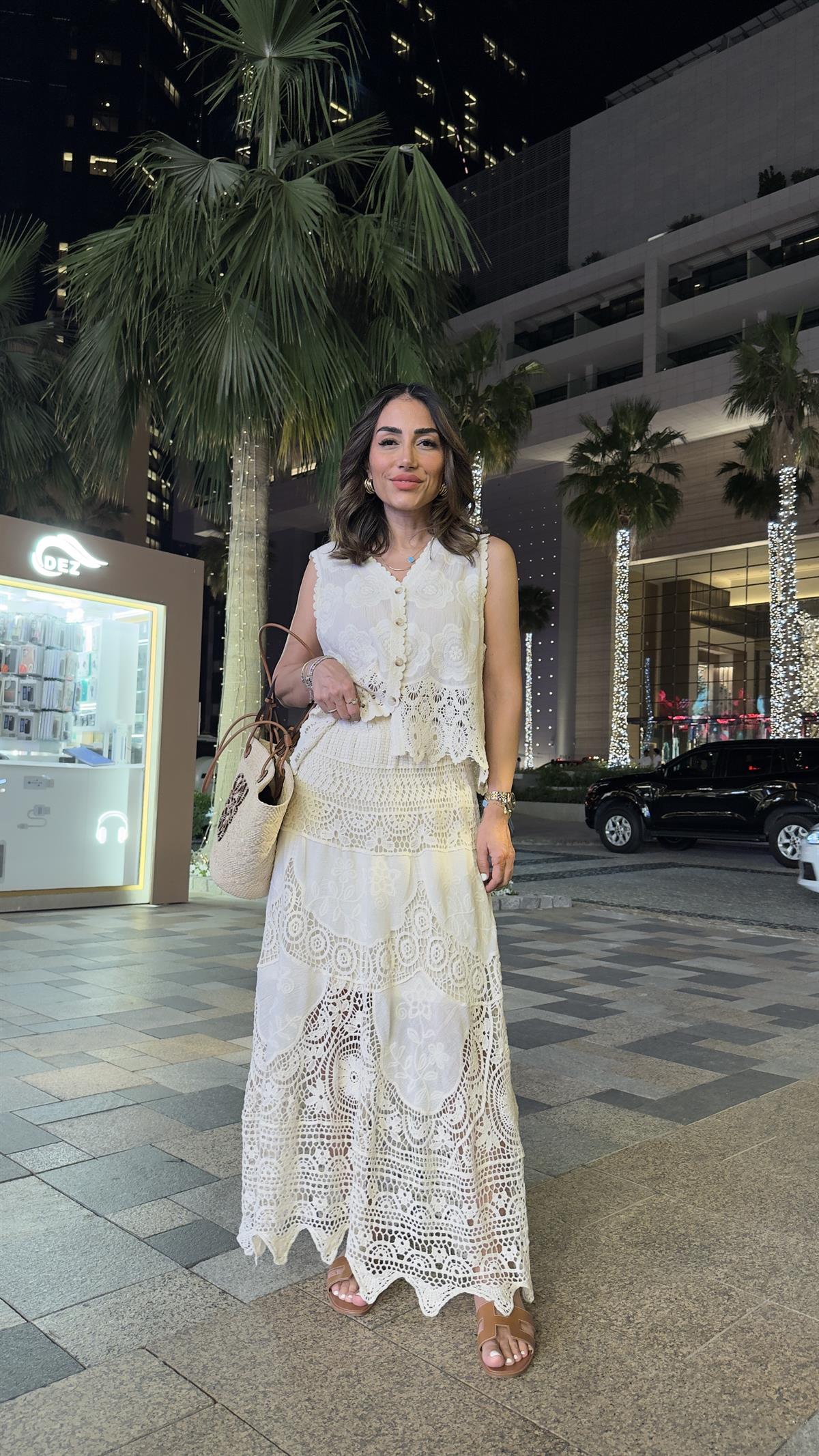 DXB Dantel Detaylı Bohem Yelek NATURAL