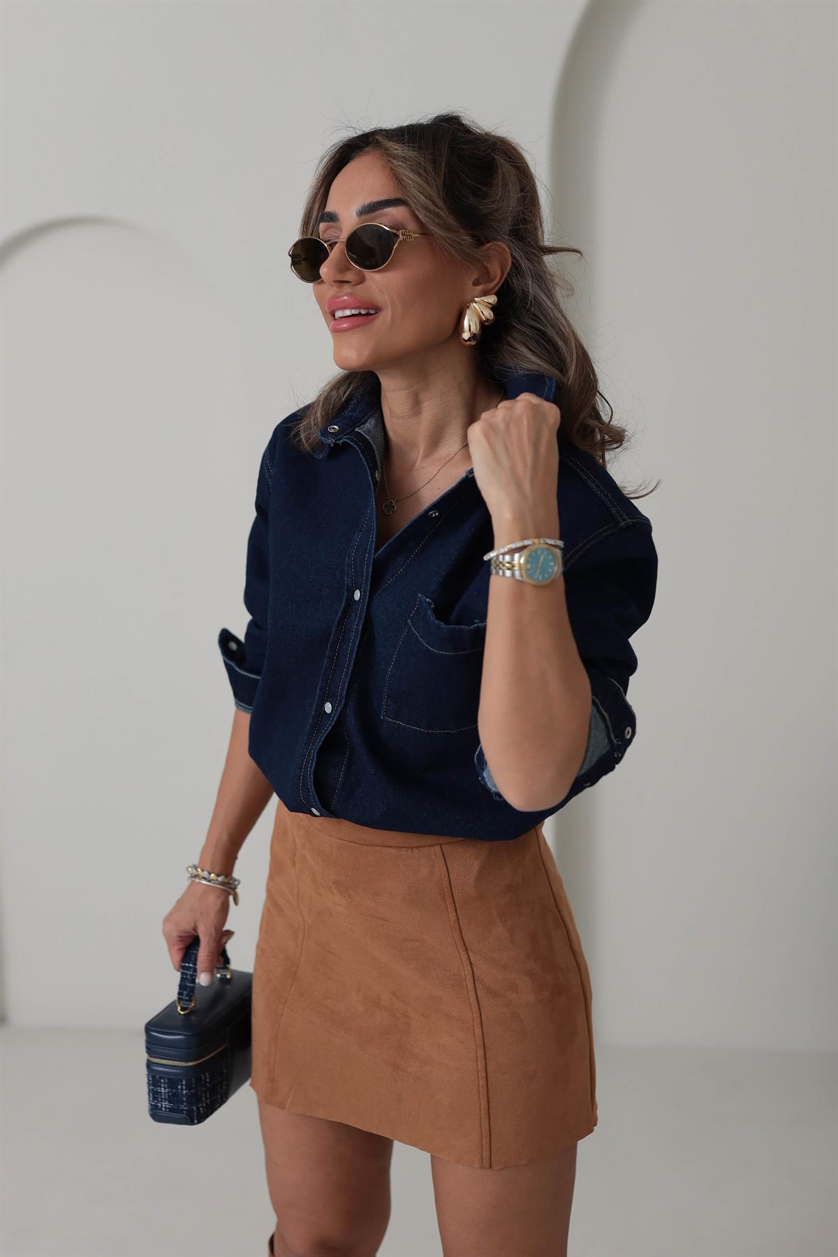 5364 Cep Detaylı Kot Gömlek Ceket LACİVERT
