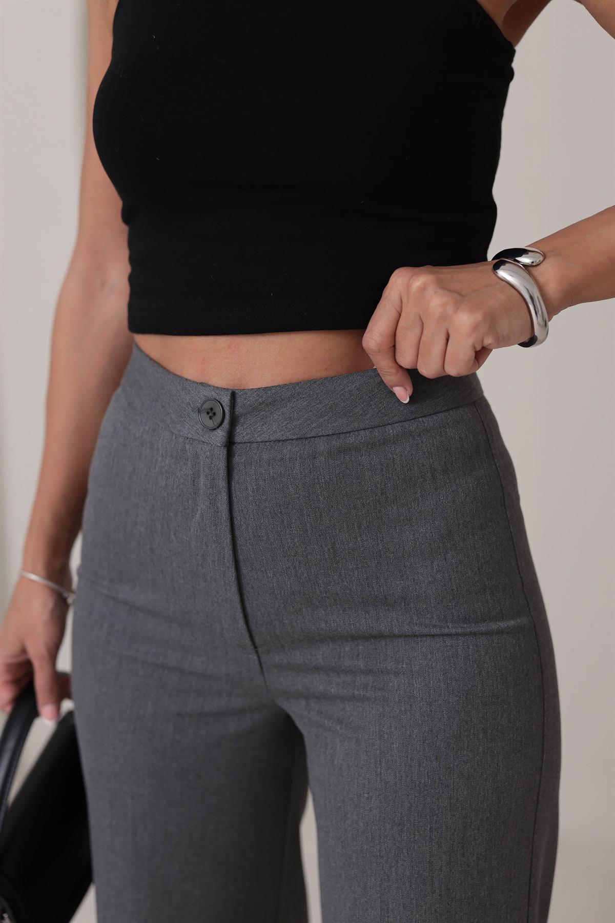 5156 Ultra Yüksek Bel Geniş Paça Pantolon ANTRASİT