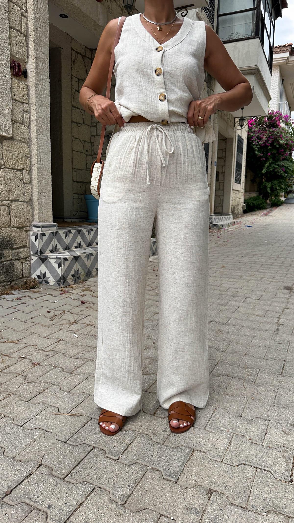 6307 Önü Bağcıklı Pantolon