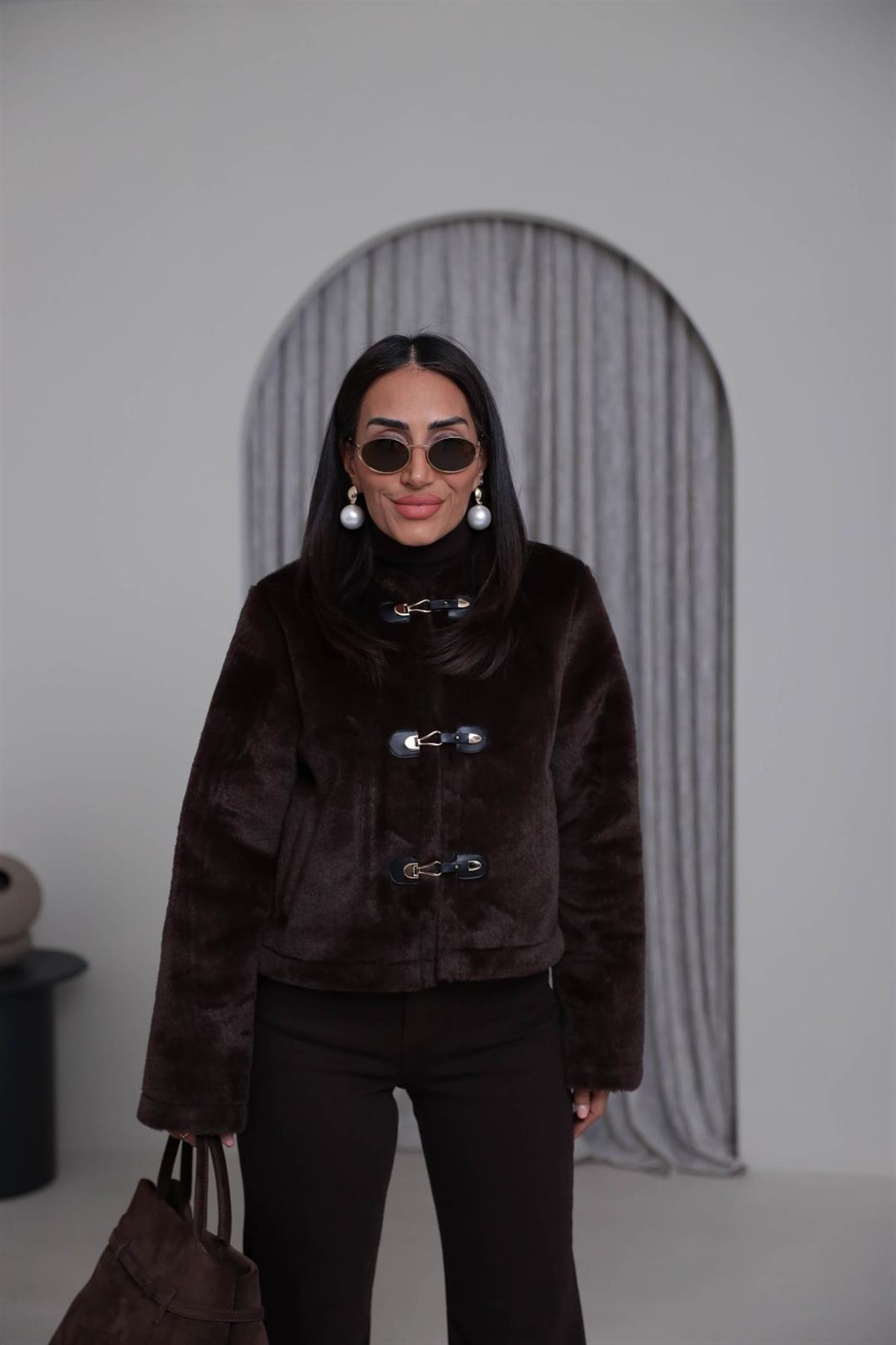 1289 Gold Aksesuar Detaylı Ceket ACI KAHVE