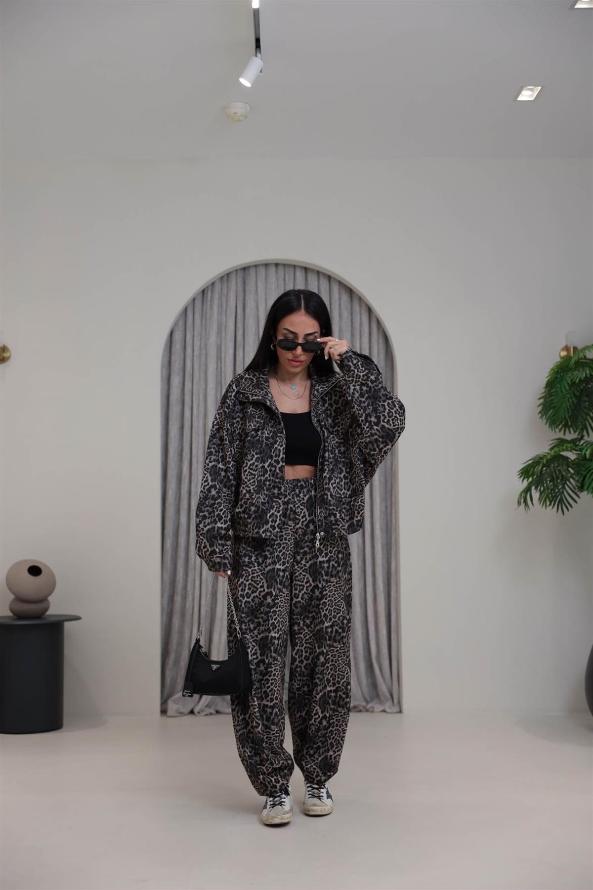 Cepli Fermuarlı Simli Tok Scuba Takım LEOPAR