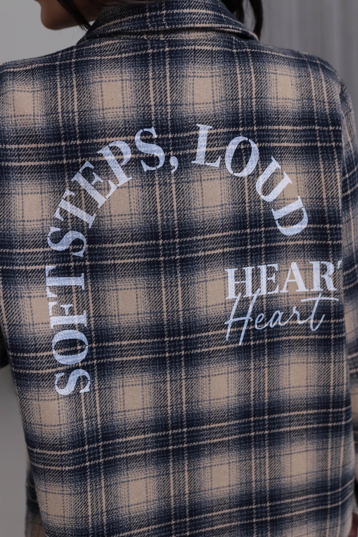 1251 Sırt Yazı Detaylı Oduncu Gömlek BEJ