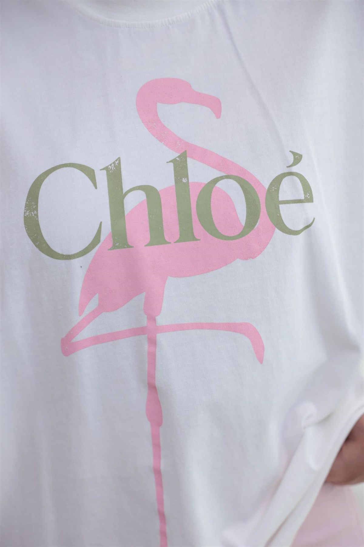 1016 Pembe Kuğulu Pamuklu Tshirt KREM