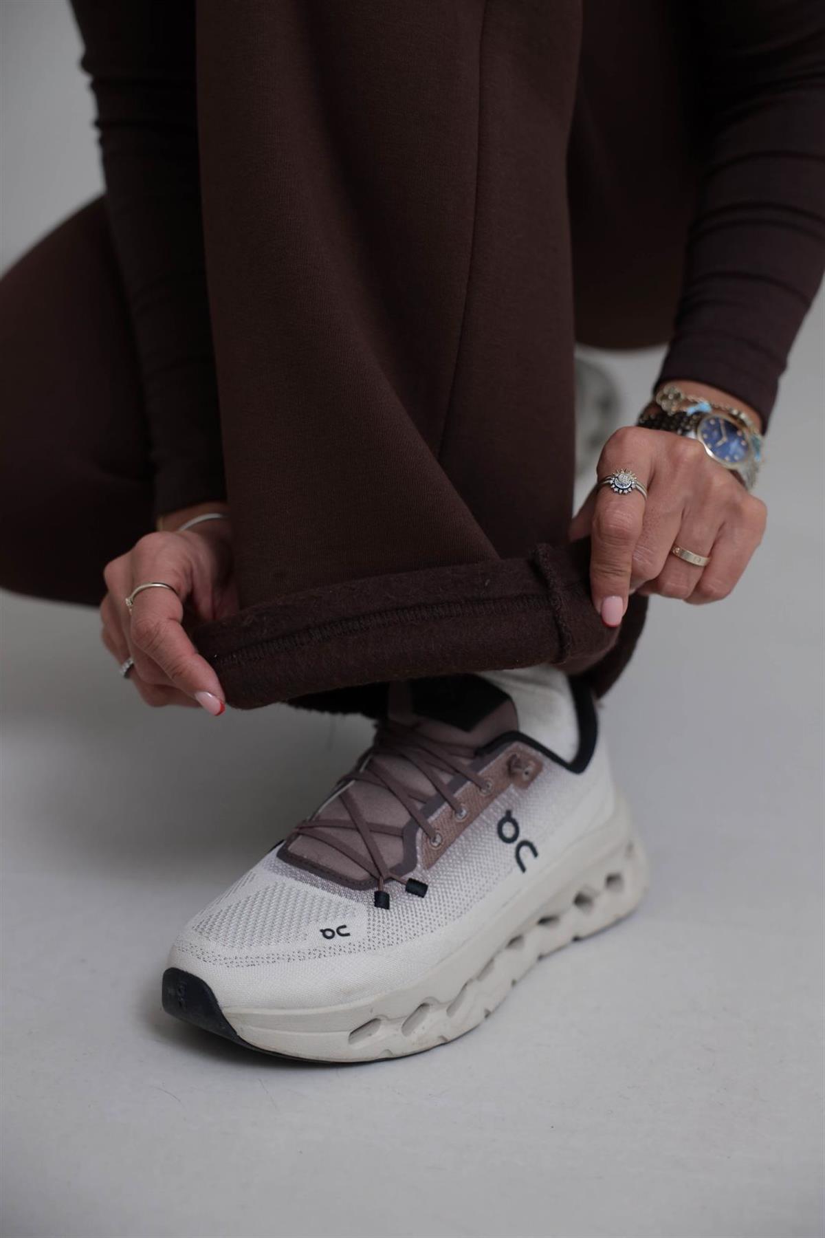 0015 Palazzo 3 İplik Şardonlu Eşofman Altı ACI KAHVE