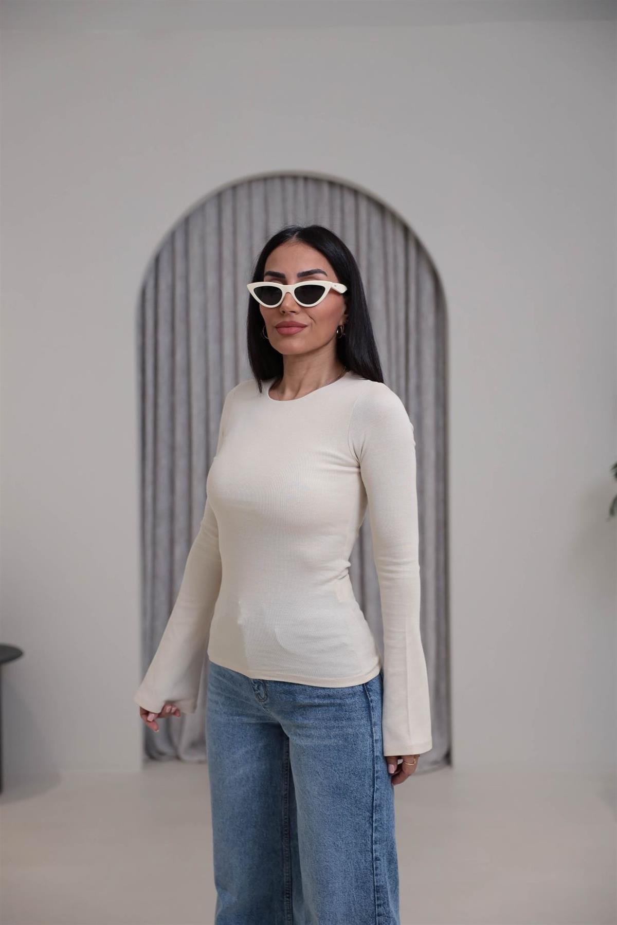 2284 Modal Penye İspanyol Kol Bluz TAŞ