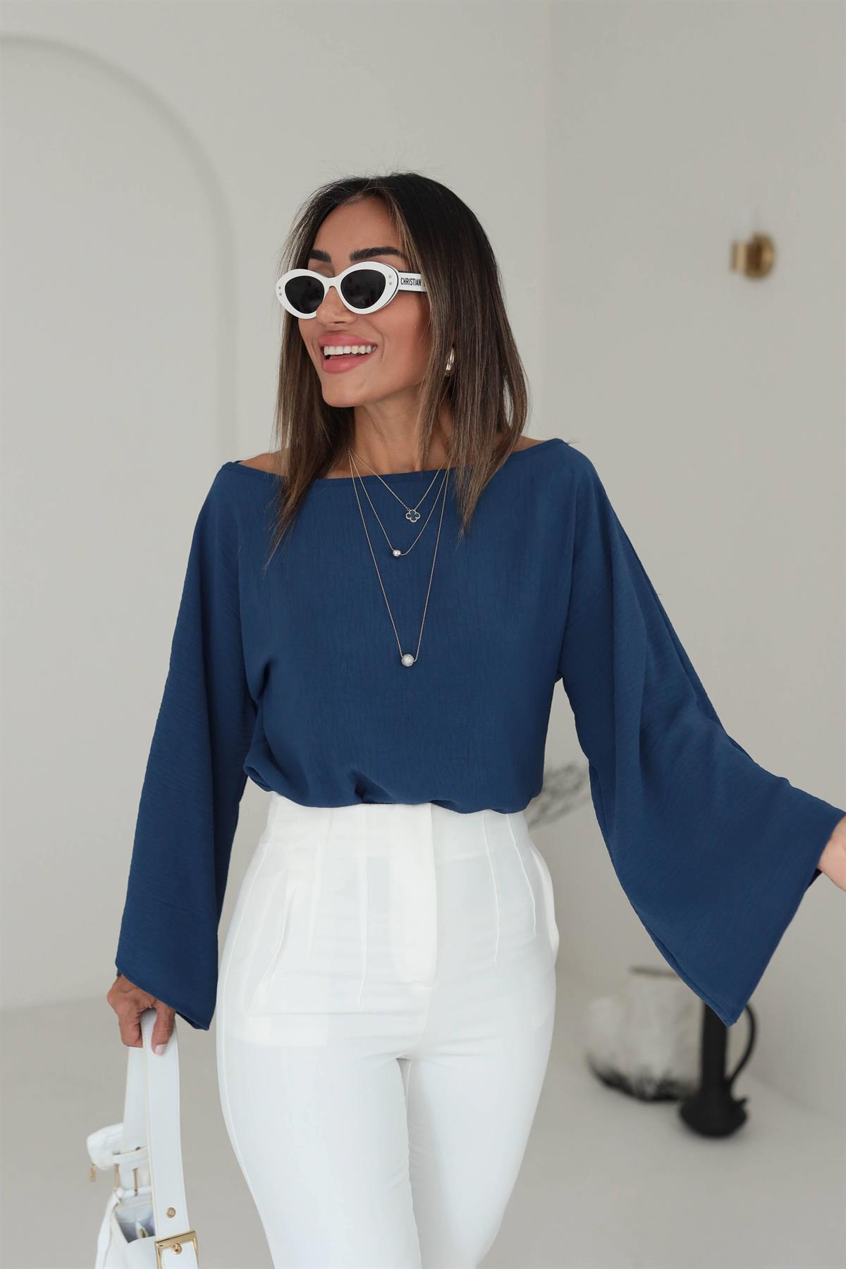 İthal Aerobin Kayık Yaka Bluz