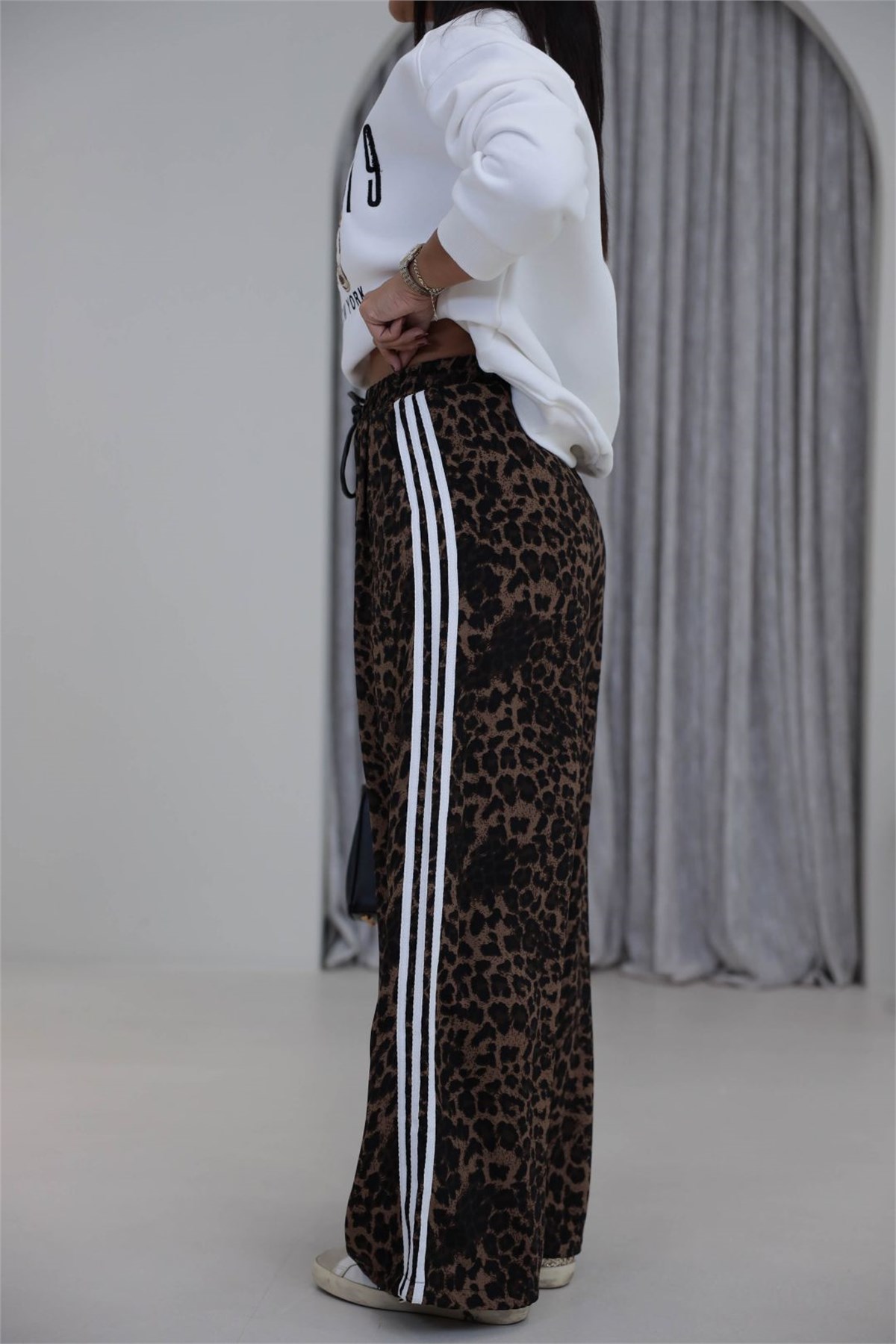 1786 Leopar Desen Yandan Çizgili Pantolon LEOPAR