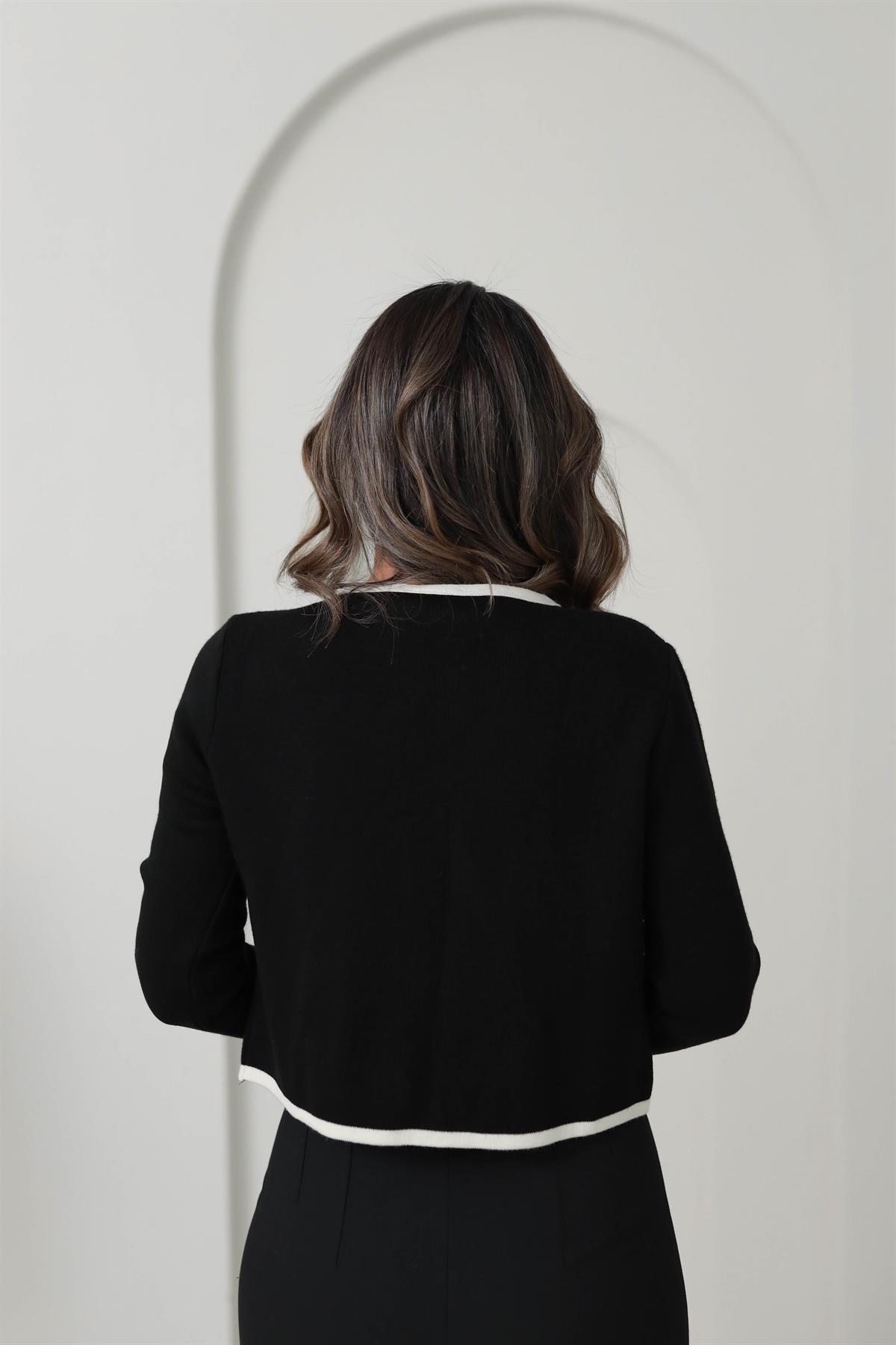 4625 Önden Kilit Detaylı Hırka SİYAH