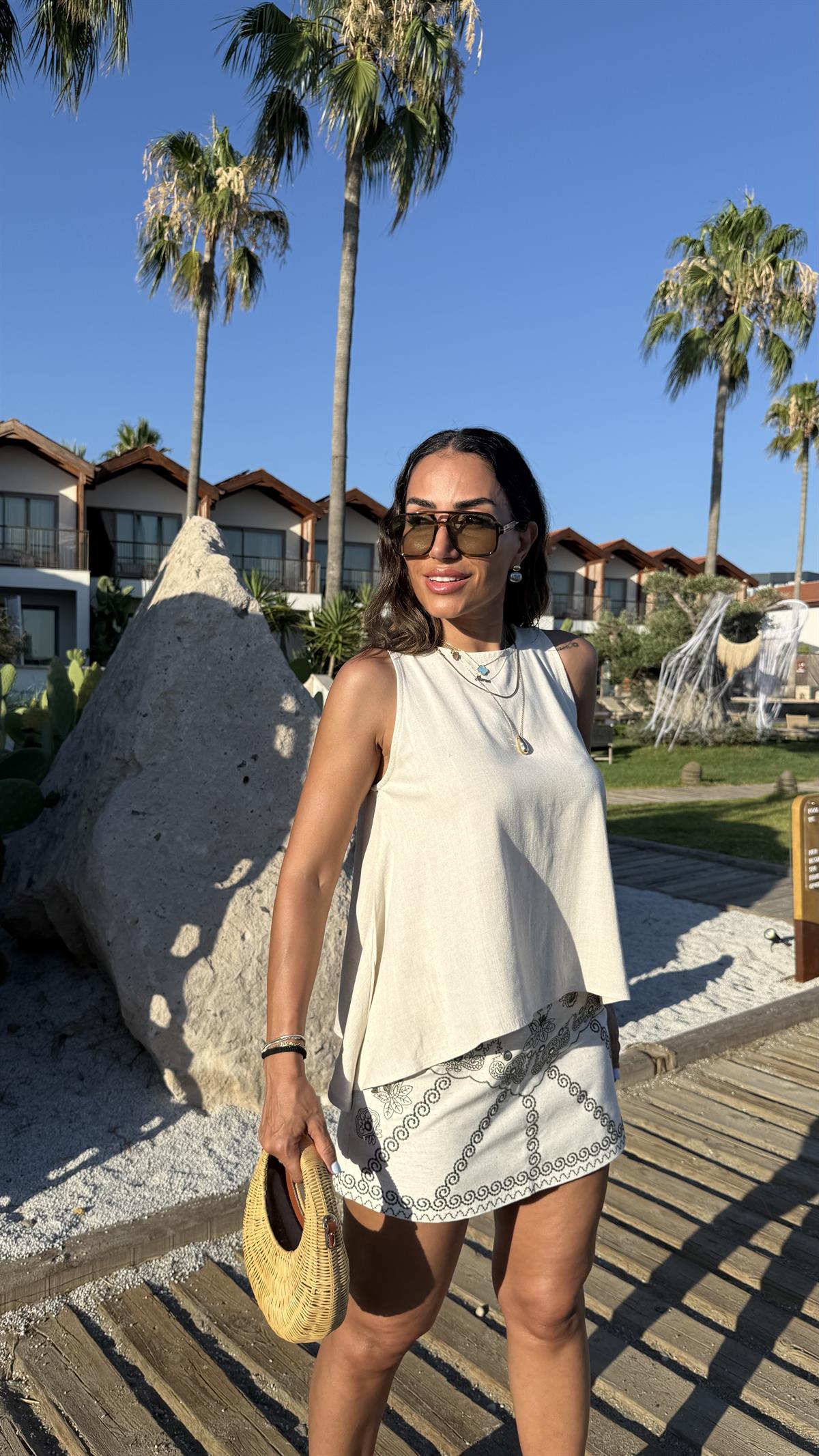 0004 Keten Salaş Asimetrik Bluz NATURAL