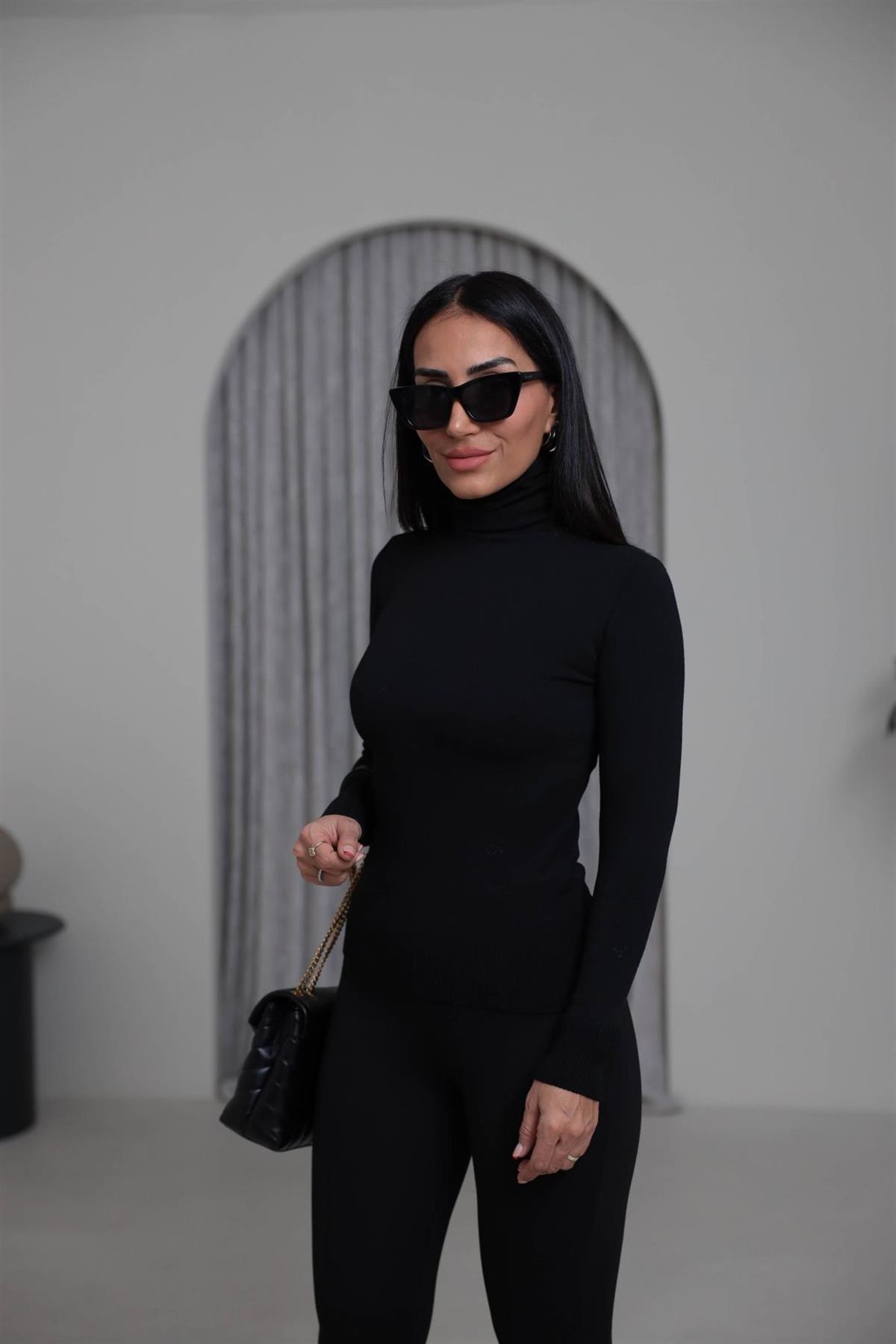 013 Balıkçı Yaka Triko Kazak SİYAH