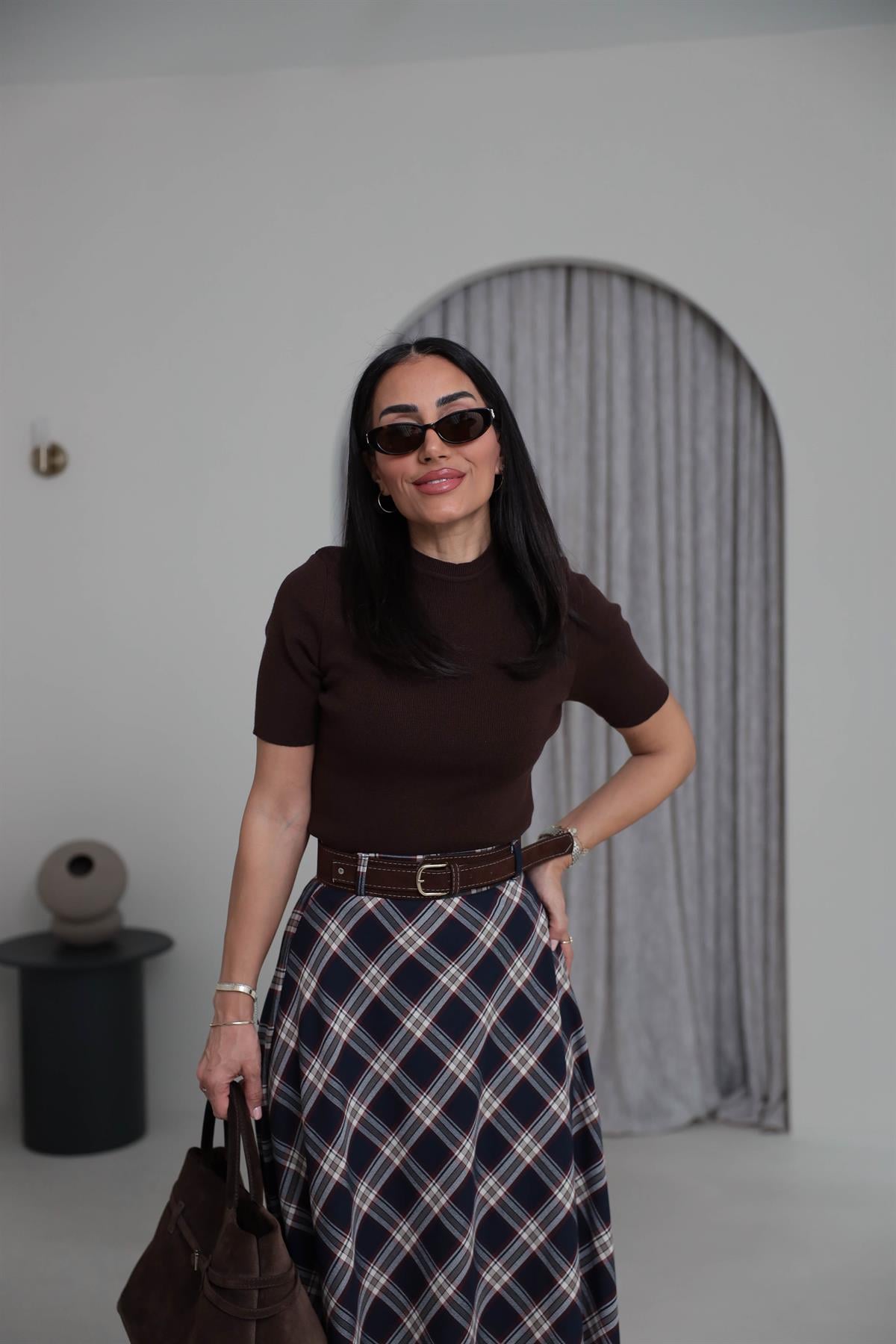 2101 Massi Korsman Triko Bluz KAHVE