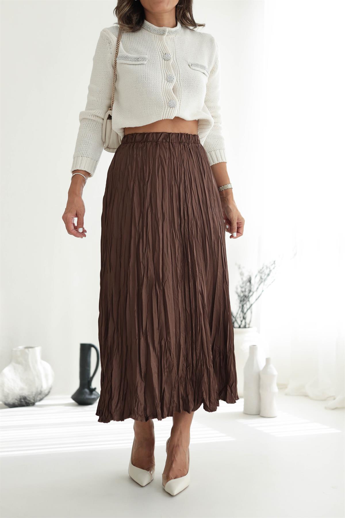 6571 Kraşlı Etek KAHVE