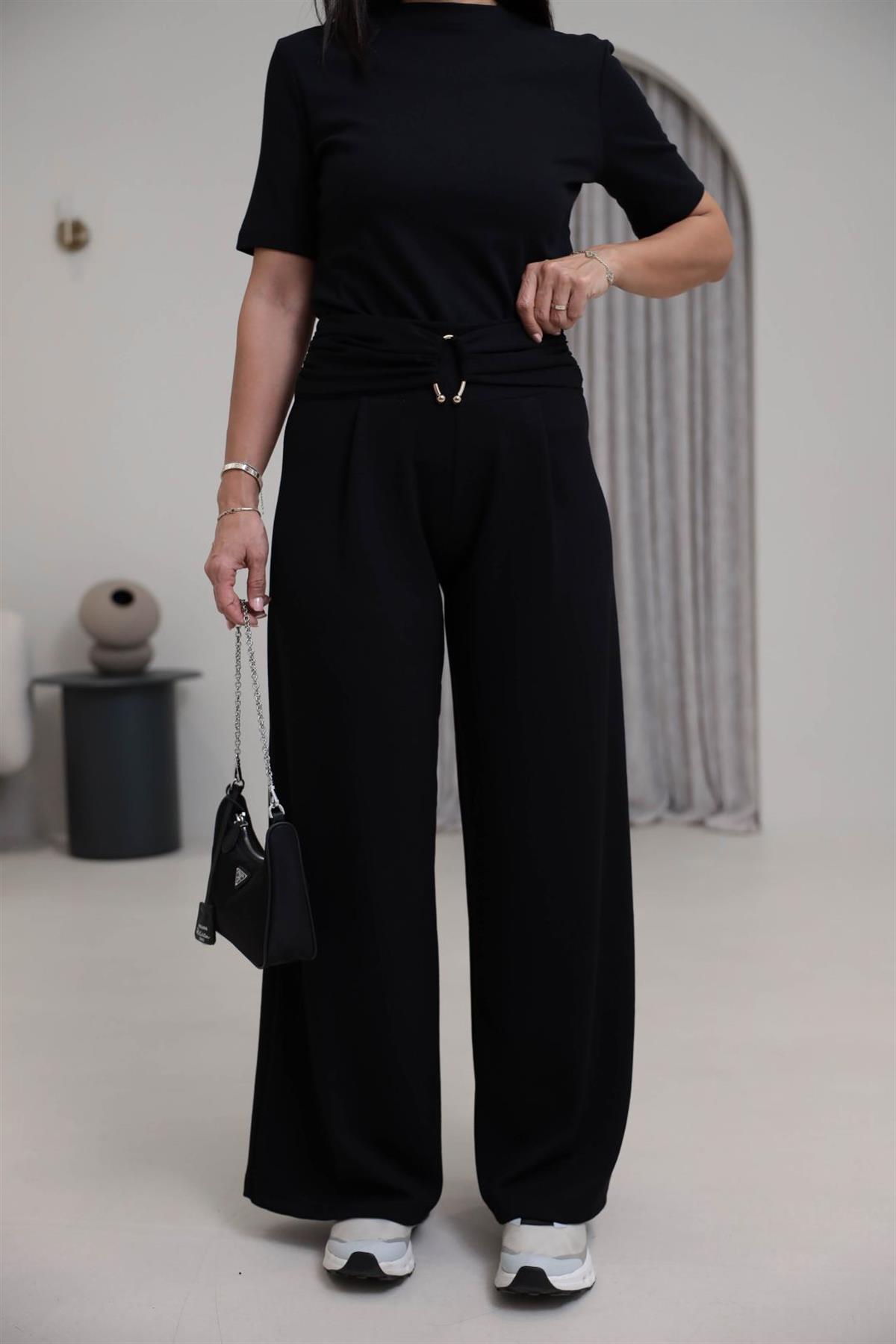 9888 Toka Detay Modal Pantolon SİYAH