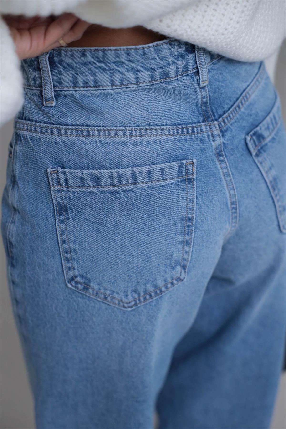 703 Paça Çift Pensli Boyfriend Jean AÇIK MAVİ
